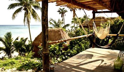 Una de las cabañas en la costa caribeña.