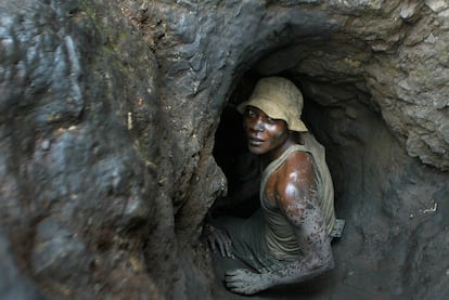 A worker in a cobalt mine near Likasi, in the Democratic Republic of Congo.