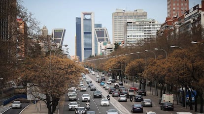 El paseo de la Castellana de Madrid. 