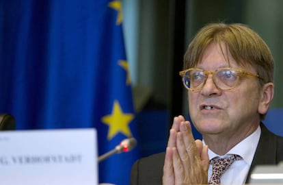 El coordinador del Brexit en la Eurocámara, Guy Verhofstadt, este miércoles.