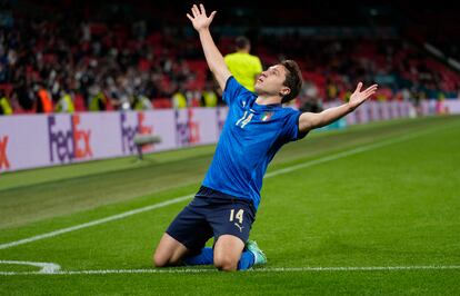 Chiesa celebra su gol ante Austria este sábado en Wembley.