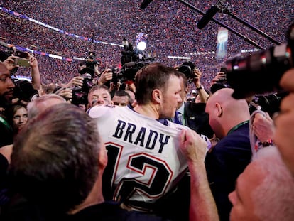 Tom Brady celebra tras jugar la Super Bowl 53 en Atlanta, en 2019.