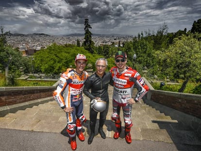 Márquez, Cañellas y Lorenzo, en los alrededores de Montjuic.