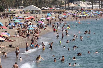 Playa urbana de La Malagueta, en Málaga.