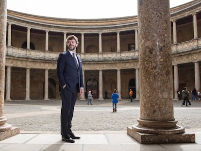 Pablo Heras-Casado, en el Palacio de Carlos V de la Alhambra, en 2017, cuando fue nombrado director del festival de Granada.