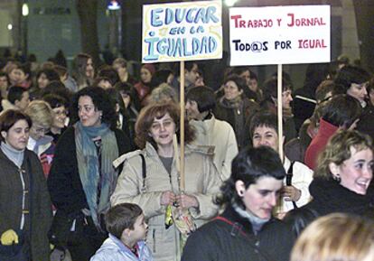 Un momento de la manifestación de ayer en el centro de Bilbao.