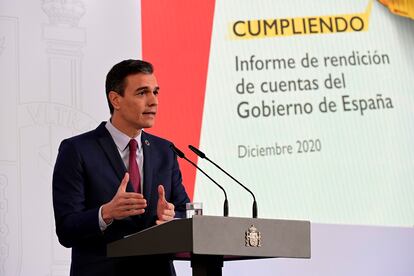 Pedro Sánchez, durante la rendición de cuentas de este martes.