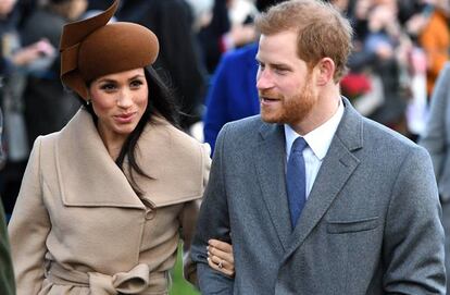 El príncipe Enrique y Meghan Markle en Sandringham, el día de Navidad.