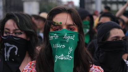 Una marcha feminista en favor del aborto, en Ciudad de México en septiembre de 2019.