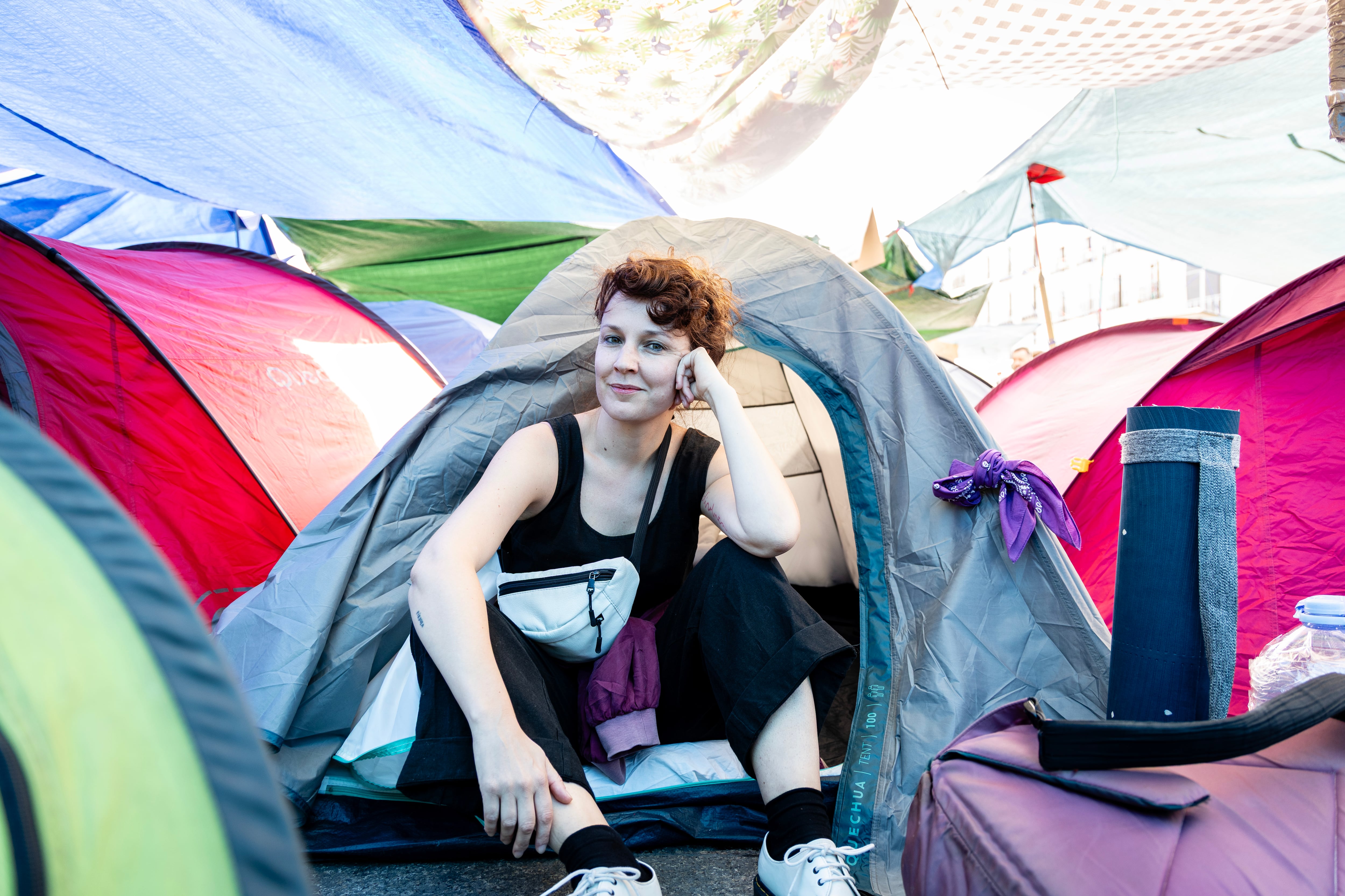 Sabina Urraca, este jueves en la acampada de la Puerta del Sol.