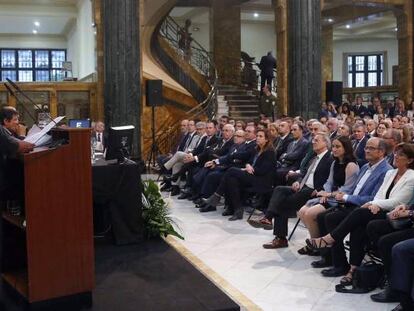 Josep Oliu, presidente de Banco Sabadell, el martes durante la XV edición del Premio Fundación Banco Sabadell