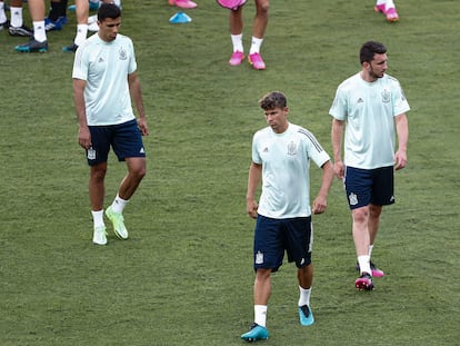 Llorente, en el entrenamiento de este domingo en el Estadio de La cartuja de Sevilla.