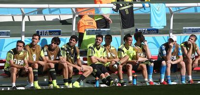 El banquillo de la selecci&oacute;n espa&ntilde;ola durante el partido contra Australia. 