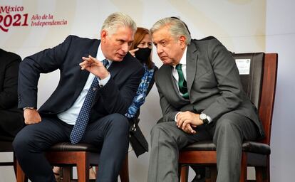 El presidente de Cuba, Miguel Díaz-Canel, y el de México, Andrés Manuel López Obrador, este jueves.