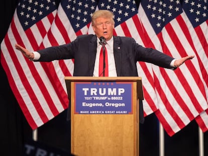 Donald Trump, durante un mitin en Oregon.