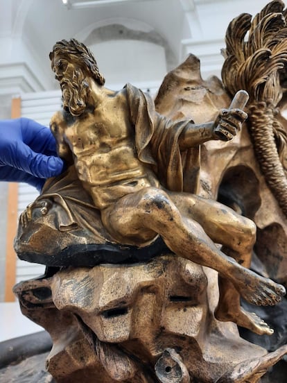 La figura alegórica del Ganges, en la maqueta de la 'Fuente de los cuatro ríos', de Bernini, en la Galería de las Colecciones Reales, en Madrid.