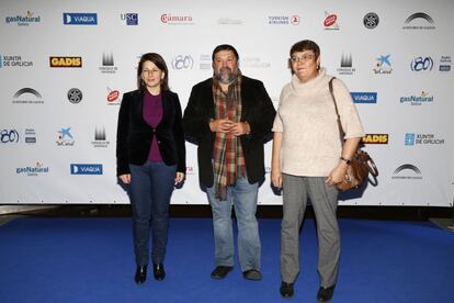 Yolanda Díaz, coordinadora de EU, Francisco Caamaño, secretario provincial de los socialistas coruñeses y Marisol Soneira, vicesecretaria del Parlamento gallego