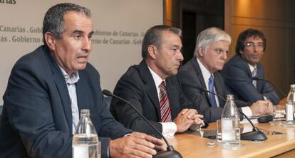 Cabrera, Rivero, Pérez y San Ginés, ayer en Las Palmas.