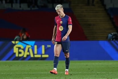 Dani Olmo, tras la derrota del Barcelona ante el Atlético de Madrid, el pasado día 21.