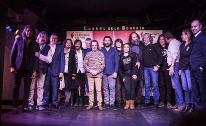 Artistas y organizadores del festival Flamenco on Fire, este miércoles en Madrid.