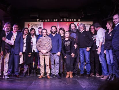 Artistas y organizadores del festival Flamenco on Fire, este miércoles en Madrid.