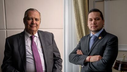 Iván Name (i), presidente del Senado colombiano, y Andrés Calle, presidente de la Cámara de Representantes.