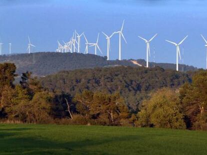 El parque e&oacute;lico de la sierra de Vilob&iacute;, en la comarca de Les Garrigues