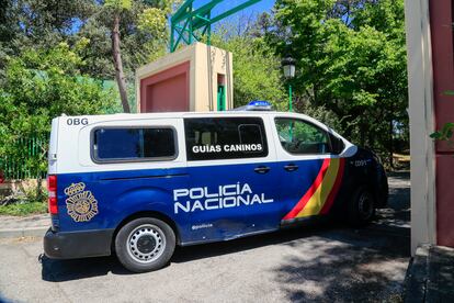 Un vehículo policial accede a la casa de Jose Luis Moreno para su registro.