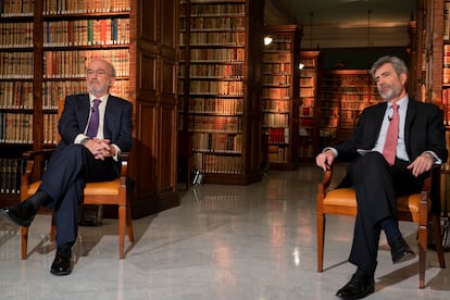 Muñoz Machado (izquierda) y Lesmes, durante la presentación.