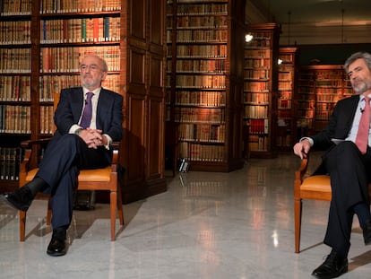 Muñoz Machado (izquierda) y Lesmes, durante la presentación.