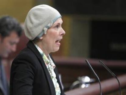 La diputada de Geroa Bai, Uxue Barkos, durante una intervención en el pleno del Congreso de los Diputados. EFE/Archivo