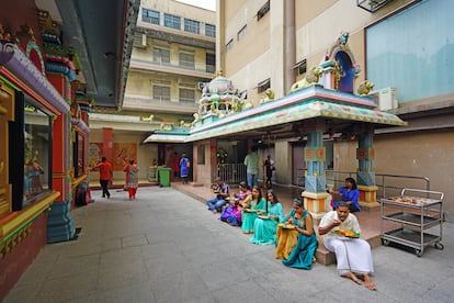 The interior of the Sri Mahamariamman Hindu temple in the capital of Malaysia.