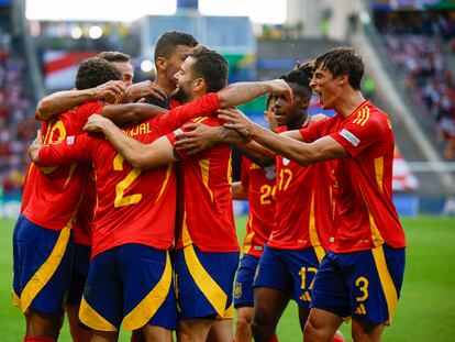 Los jugadores españoles celebran el tercer gol ante Croacia el pasado sábado 15 de junio en la Eurocopa 2024.