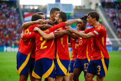Los jugadores españoles celebran el tercer gol ante Croacia el pasado sábado 15 de junio en la Eurocopa 2024.