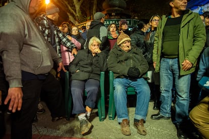 Lucia Topolansky y José Mujica, durante la marcha.