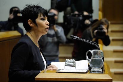 Maddalen Iriarte, candidata de EH Bildu a lehendakari, interviene este miércoles en el Parlamento vasco.