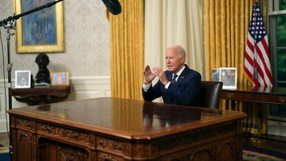 El presidente de Estados Unidos, Joe Biden, durante su mensaje del pasado domingo.