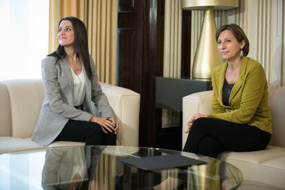 Arrimadas i Forcadell avui abans de la reunió.