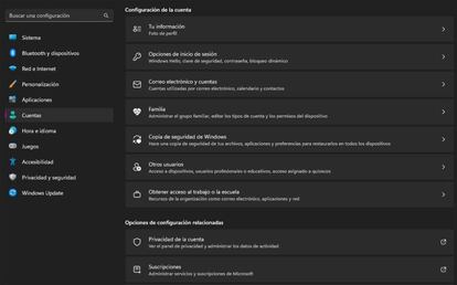 Cuentas en Windows 11