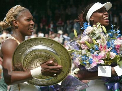 Serena y Venus, tras la final de Wimbledon en 2002.