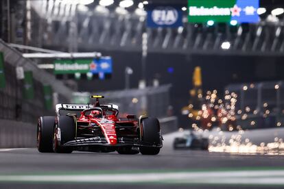 El Ferrari de Carlos Sainz, en Las Vegas.