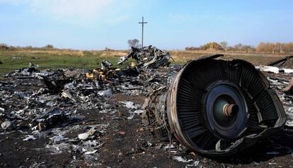 Los restos del vuelo MH17, estrellado cerca de Rassipnoe (Ucrania), en julio de 2014.