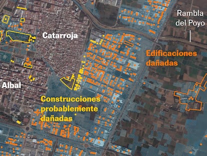 ¿Hasta dónde llegó la riada? Los mapas satelitales de L’Horta Sud muestran 4.000 edificios afectados