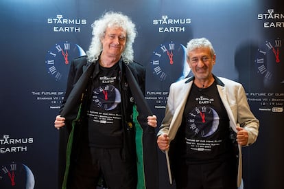 Brian May (izquierda) y Garik Israelian, en la presentación del festival Starmus.