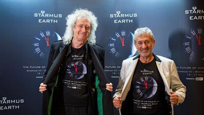 Brian May (izquierda) y Garik Israelian, en la presentación del festival Starmus.