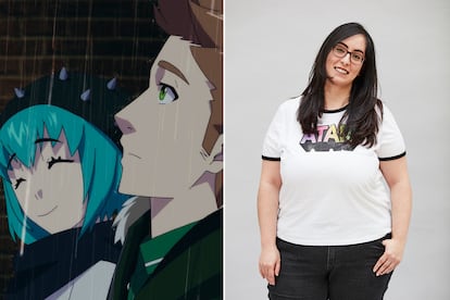 Lolita Aldea y una de sus creaciones para la segunda temporada de la serie 'Virtual Hero'.