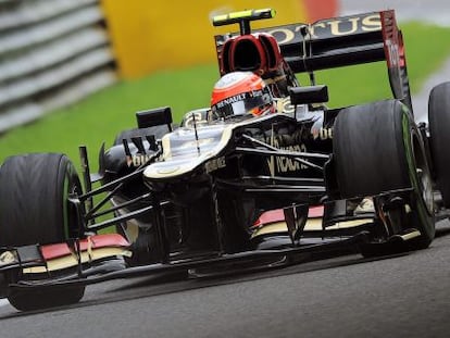 Grosjean, en los entrenamientos en Spa.