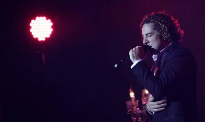 El cantante David Bisbal durante un concierto en el Palacio de los Deportes de la Comunidad de Madrid en 2013.