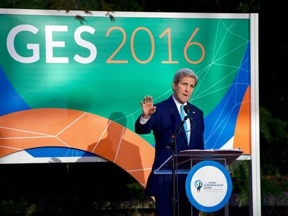 Kerry, en la apertura del GES 2016. 