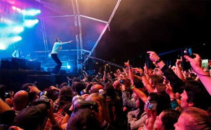 Un momento de la actuación anoche del grupo británico Pulp en el Primavera Sound